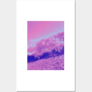 Ocean Wave in Pink Neon Gradient - Perfect for Ocean-Loving Girls Posters and Art